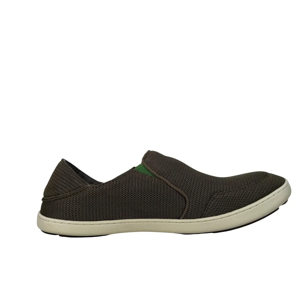 OluKai Nohea Mesh Slip On Shoes Mens 12 Mustang Lime Peel Comfort Casual Brown
